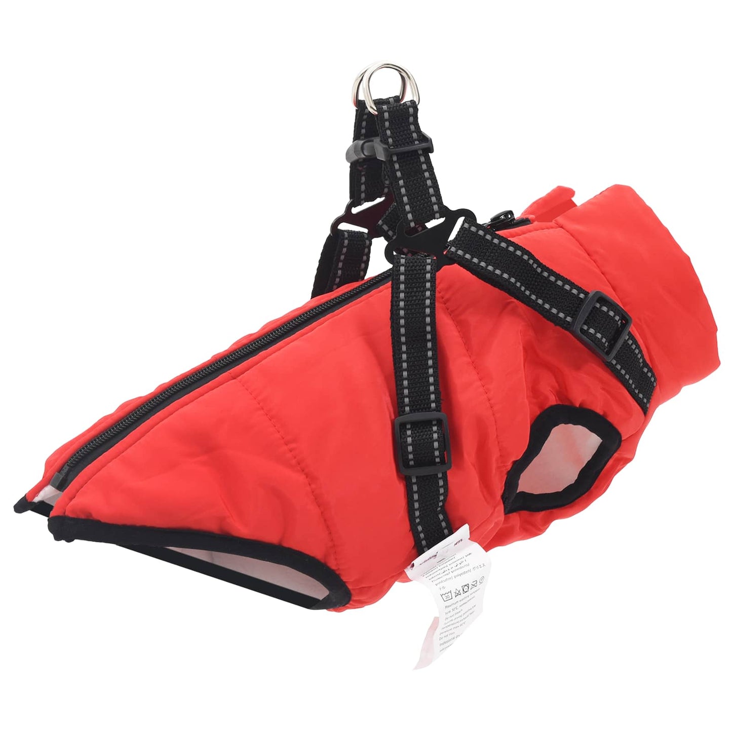 Cappotto per Cani con imbracatura Rosso S Pile e Poliestere