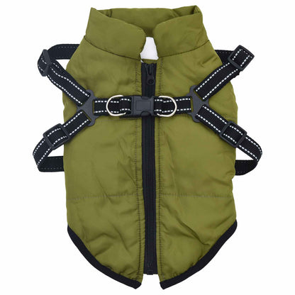 Cappotto per Cani Verde militare L32 Pile e Poliestere