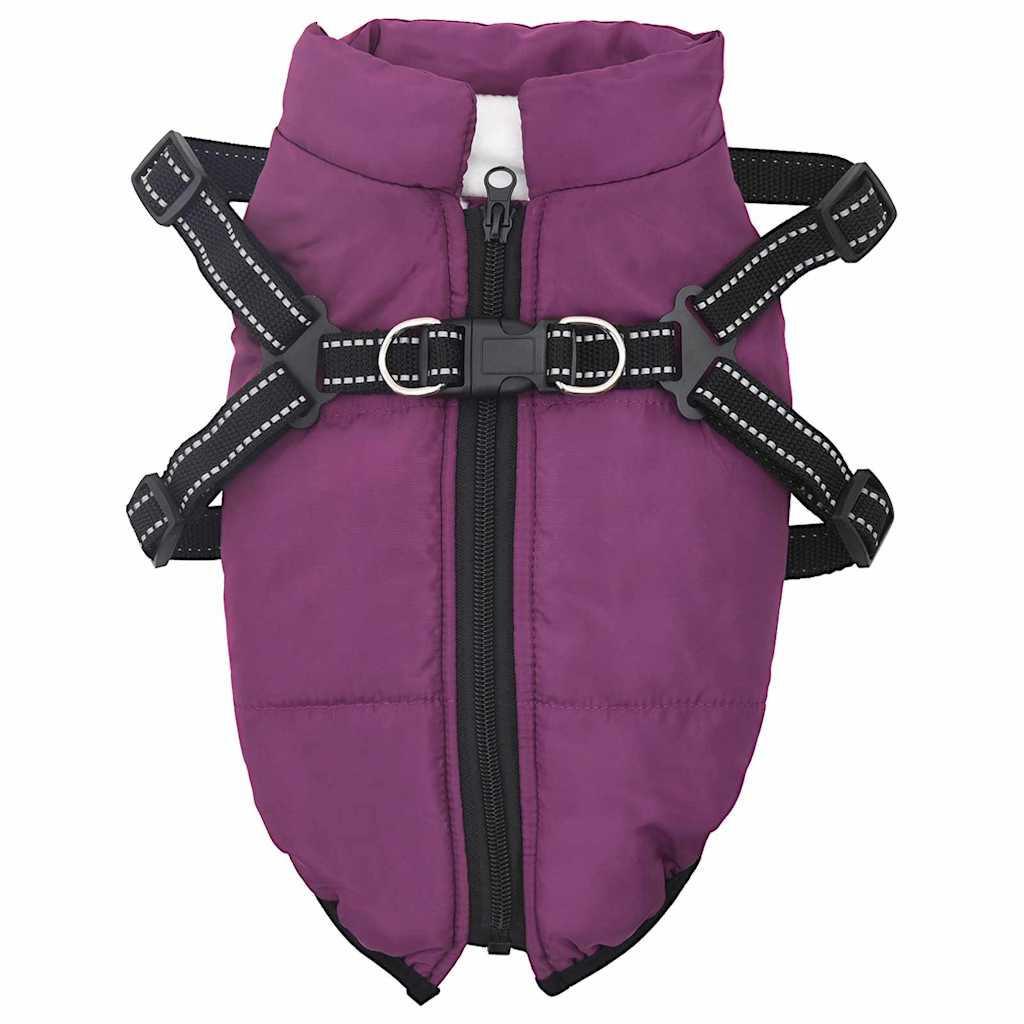 Cappotto per Cani con imbracatura Viola S Pile e Poliestere