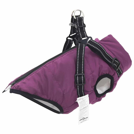 Cappotto per Cani con imbracatura Viola XL Pile e Poliestere