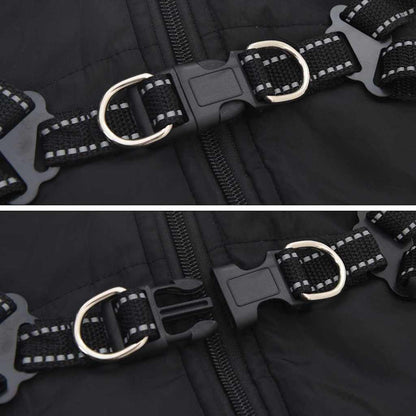 Cappotto per Cani con imbracatura Nero XL Pile e Poliestere