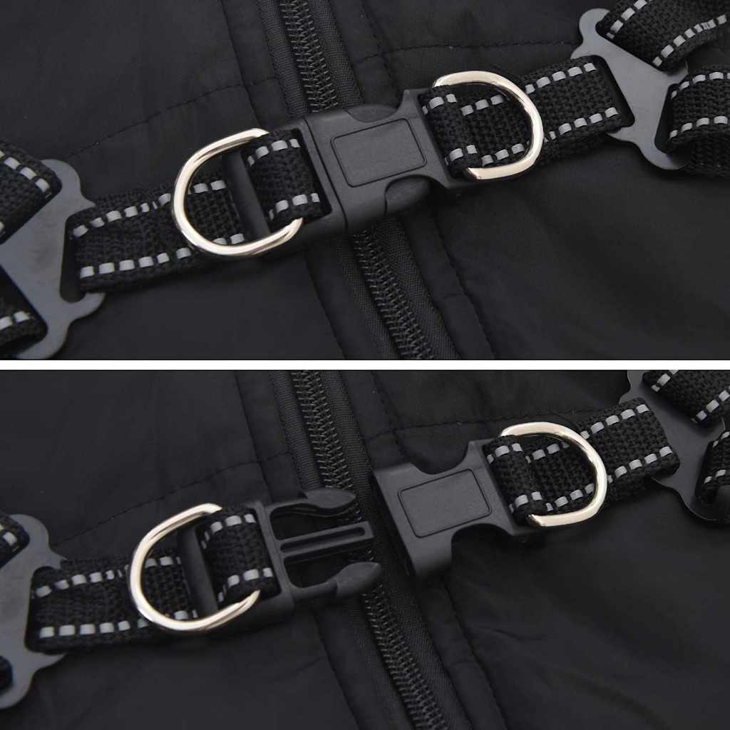 Cappotto per Cani con imbracatura Nero 2XL Pile e Poliestere