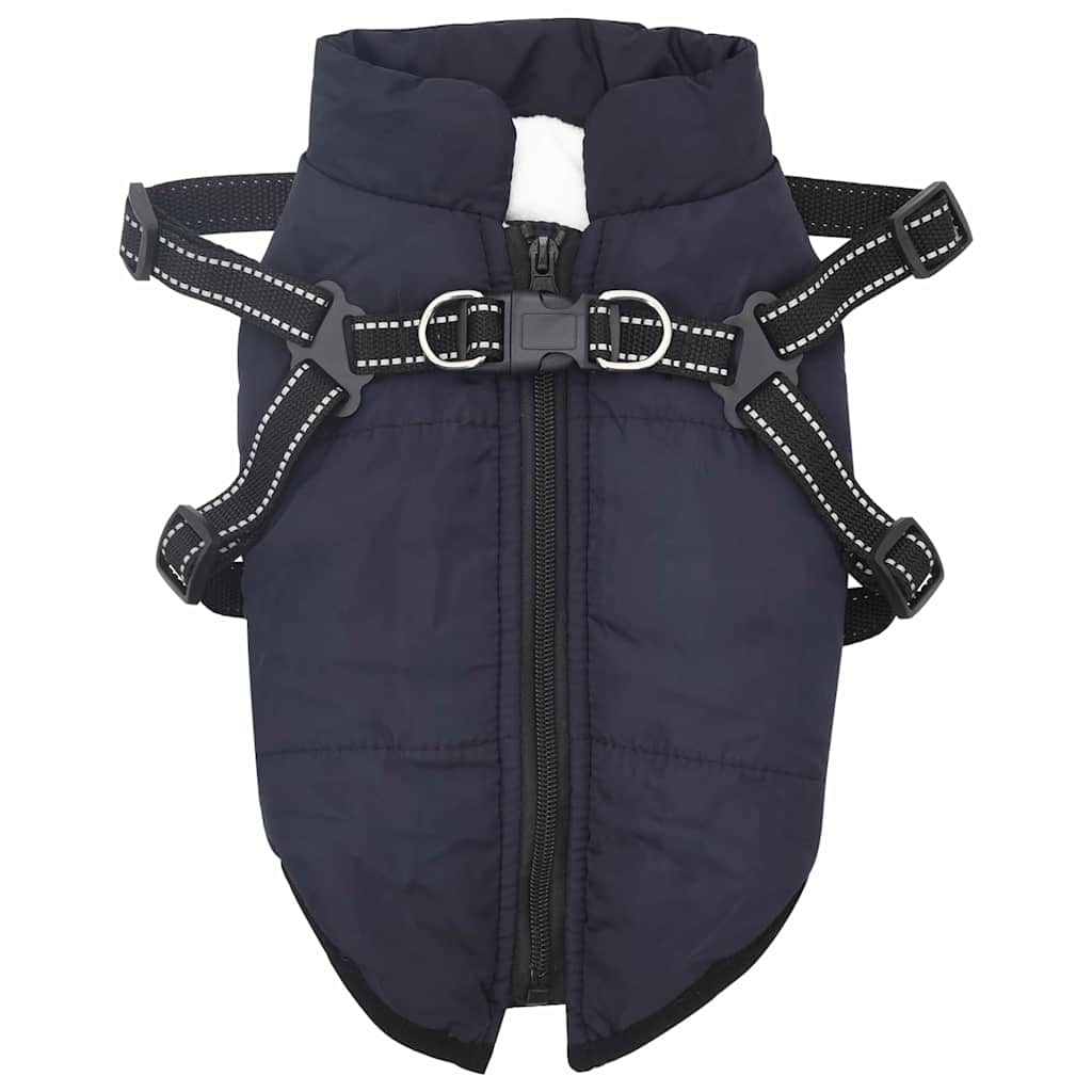 Cappotto per Cani con imbracatura Blu navy S Pile e Poliestere
