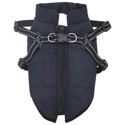 Cappotto per Cani con imbracatura Blu navy S Pile e Poliestere