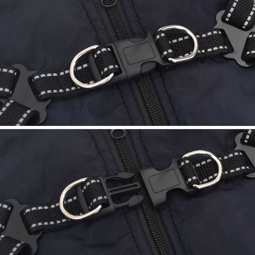 Cappotto per Cani con imbracatura Blu navy L Pile e Poliestere