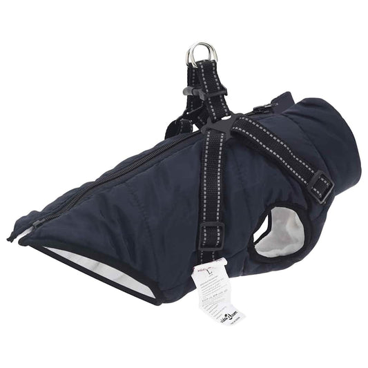 Cappotto per Cani con imbracatura Blu navy L Pile e Poliestere