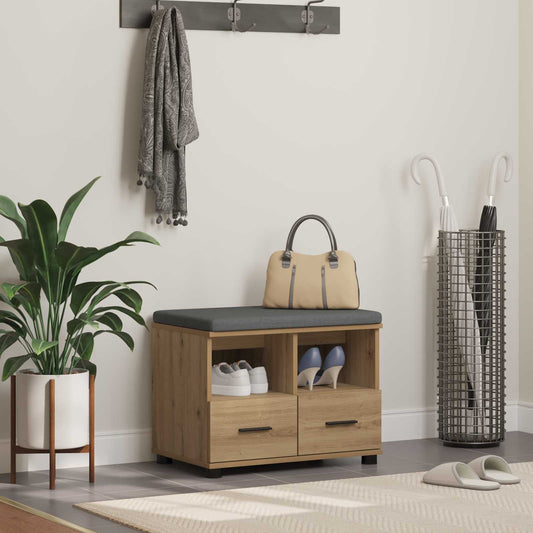 Panca per scarpe con cuscino Rovere Artigianale 60 x 38 x 46 cm | homemem39