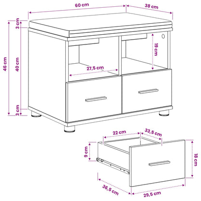 Panca per scarpe con cuscino Rovere Artigianale 60 x 38 x 46 cm | homemem39