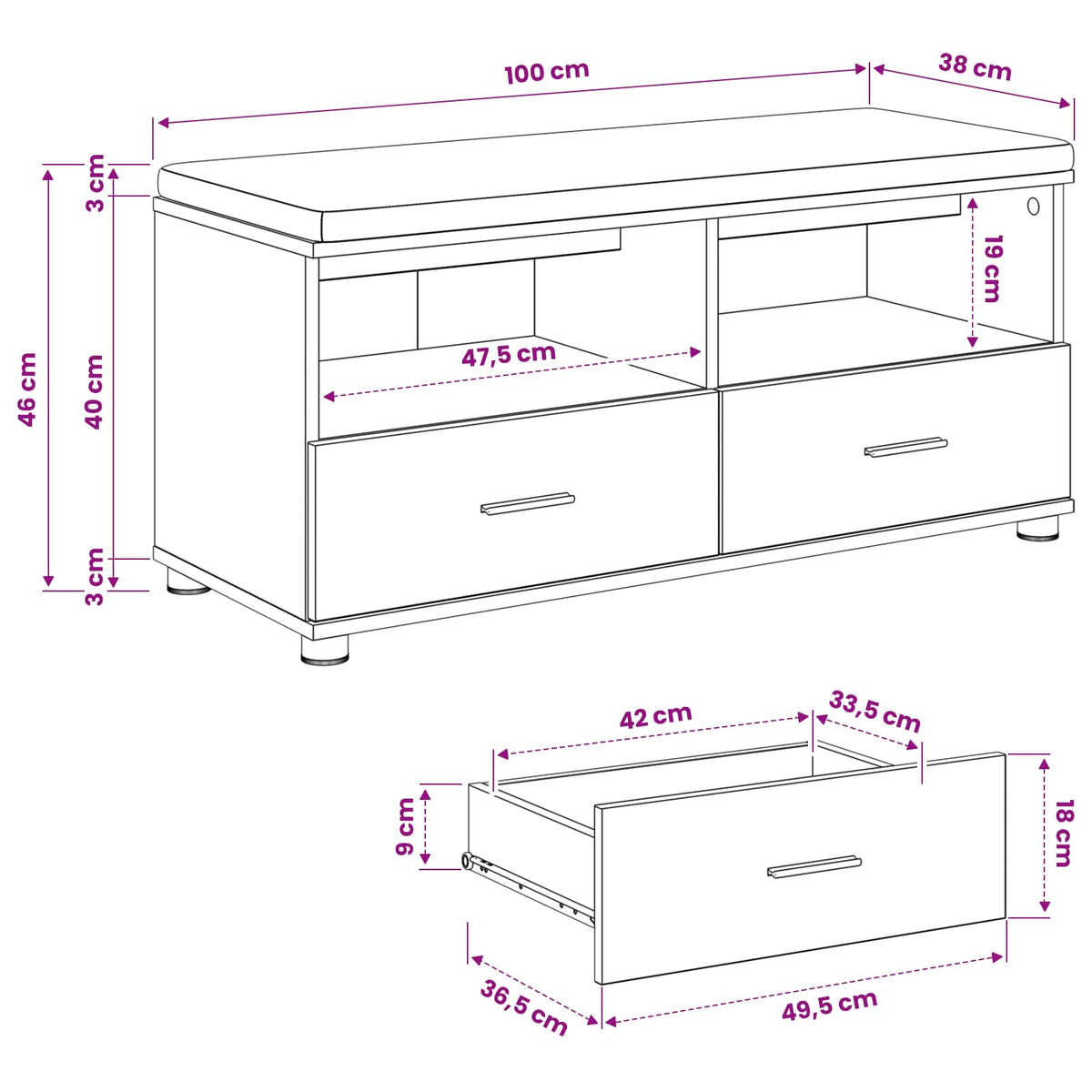 Panca per scarpe con cuscino Rovere Artigianale | homemem39