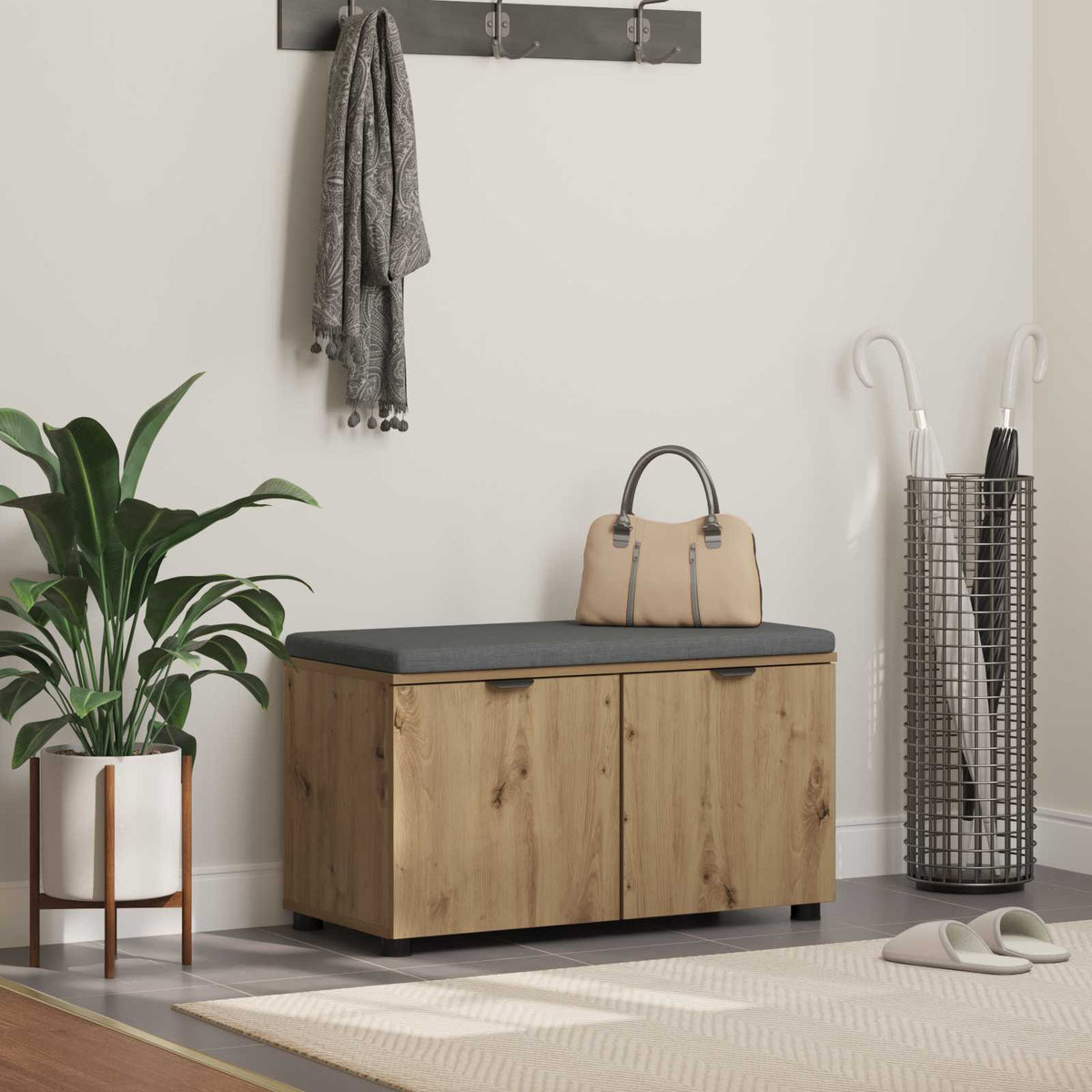 Panca per scarpe con cuscino Rovere Artigianale 80 x 38 x 46 cm
