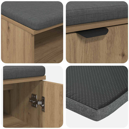 Panca per scarpe con cuscino Rovere Artigianale 60 x 38 x 46 cm | homemem39