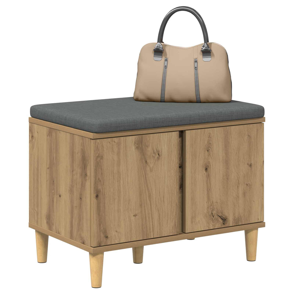 Panca per scarpe con cuscino Rovere Artigianale 60 x 38 x 46 cm | homemem39