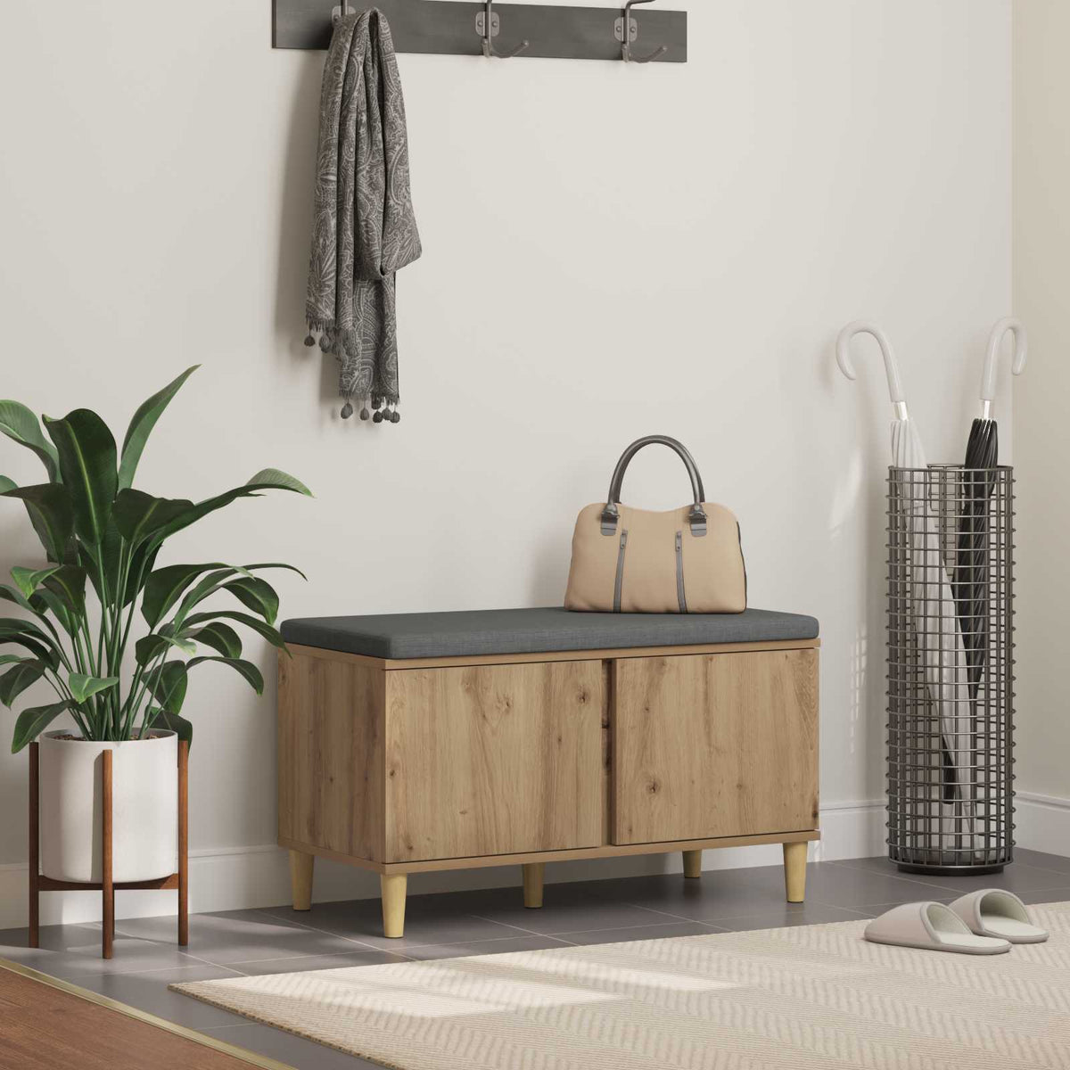 Panca per scarpe con cuscino Rovere Artigianale 80 x 38 x 46 cm