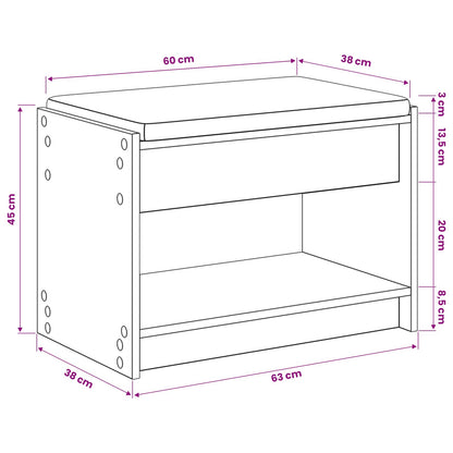Panca per scarpe con cuscino Rovere Artigianale 63 x 38 x 45 cm | homemem39