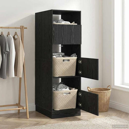 Mobile da lavanderia con porta Rovere Nero 50 x 68 x 162 cm