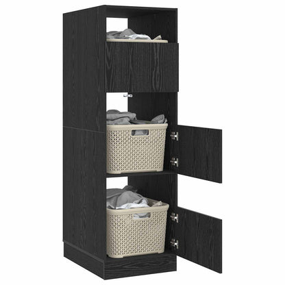 Mobile da lavanderia con porta Rovere Nero 50 x 68 x 162 cm