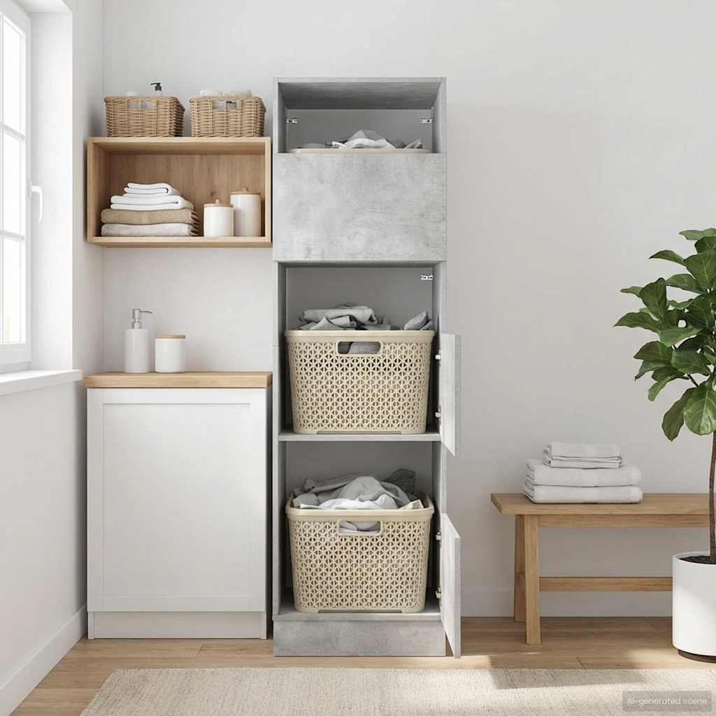 Mobile da lavanderia con porta Calcestruzzo 50 x 68 x 162 cm | homemem39