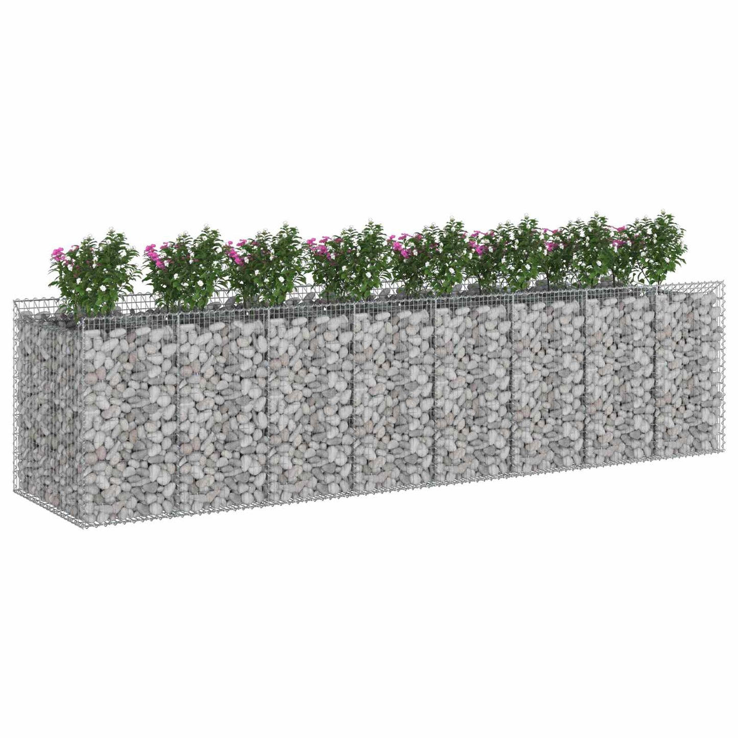 Letto rialzato in gabbione 4 pcs Argento