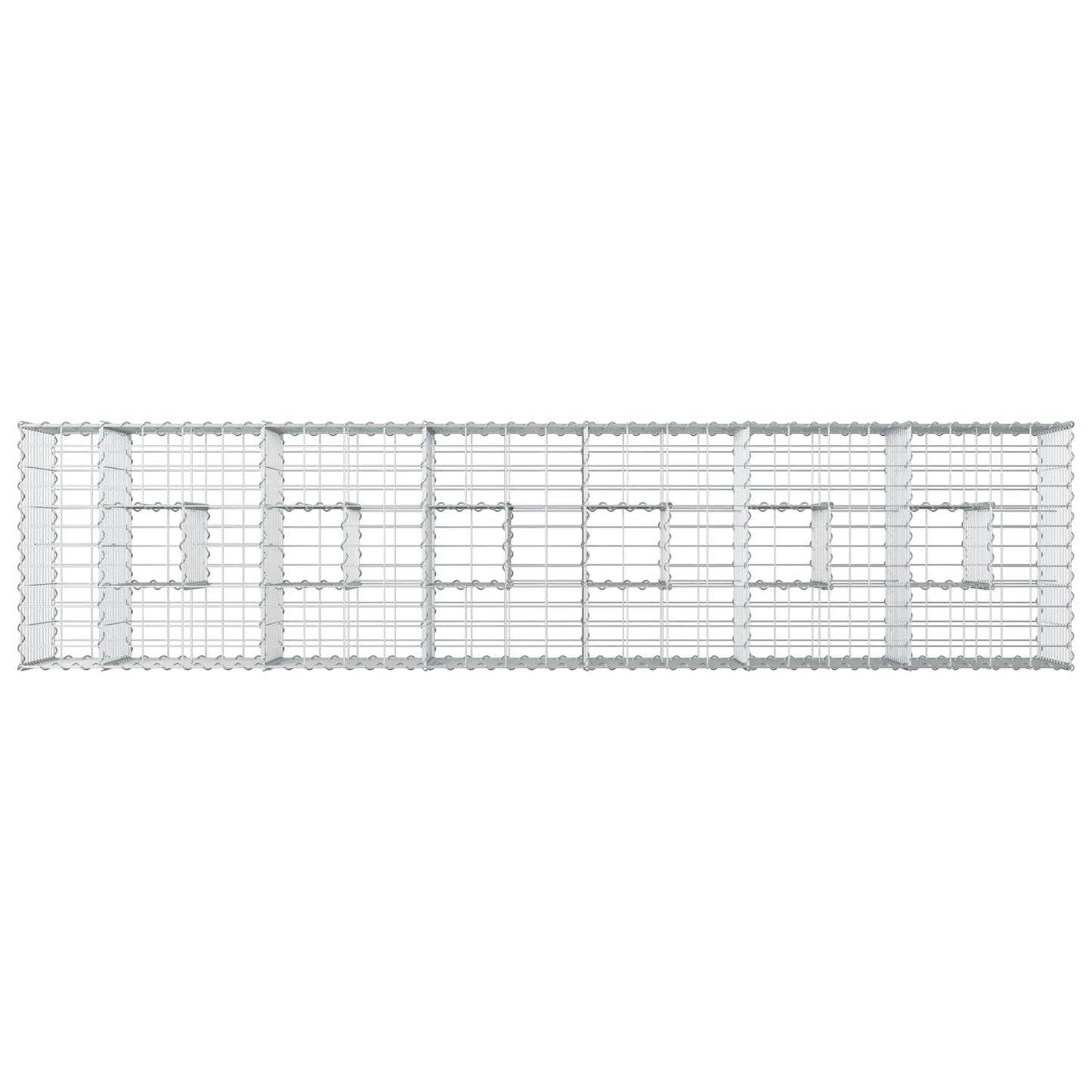 Letto rialzato in gabbione 2 pcs Argento 260 x 60 x 55 cm