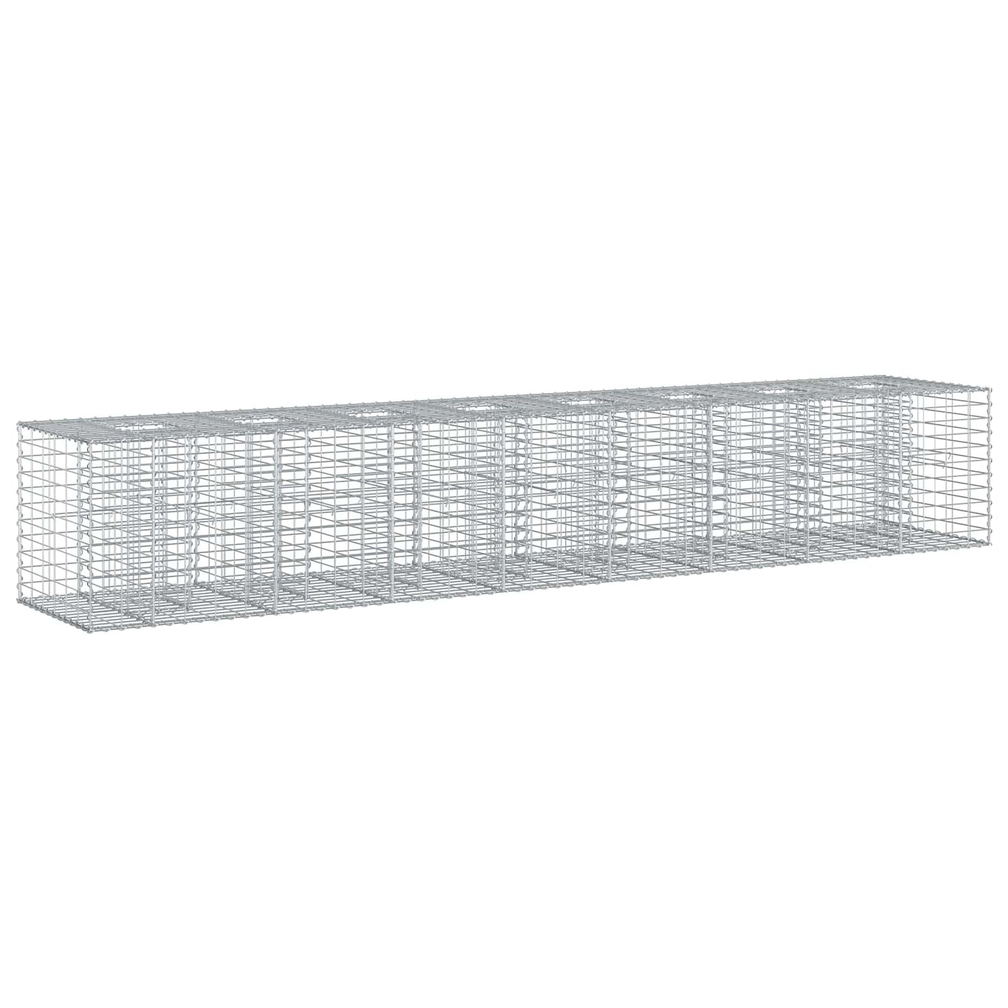 Letto rialzato in gabbione 2 pcs Argento 340 x 60 x 55 cm