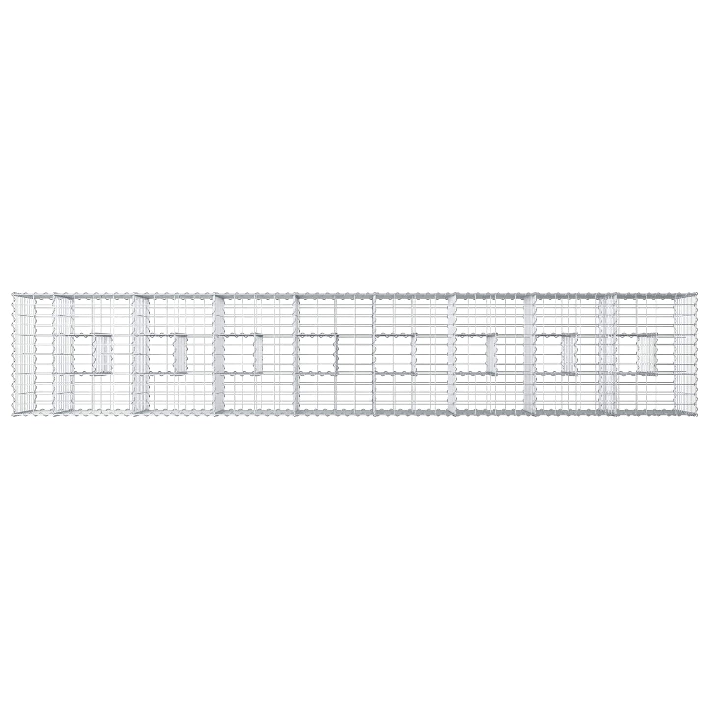 Letto rialzato in gabbione 2 pcs Argento 340 x 60 x 55 cm