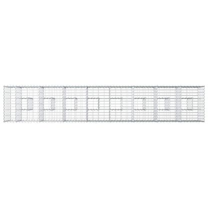 Letto rialzato in gabbione 2 pcs Argento 340 x 60 x 55 cm