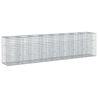 Letto rialzato in gabbione 2 pcs Argento 330 x 50 x 80 cm