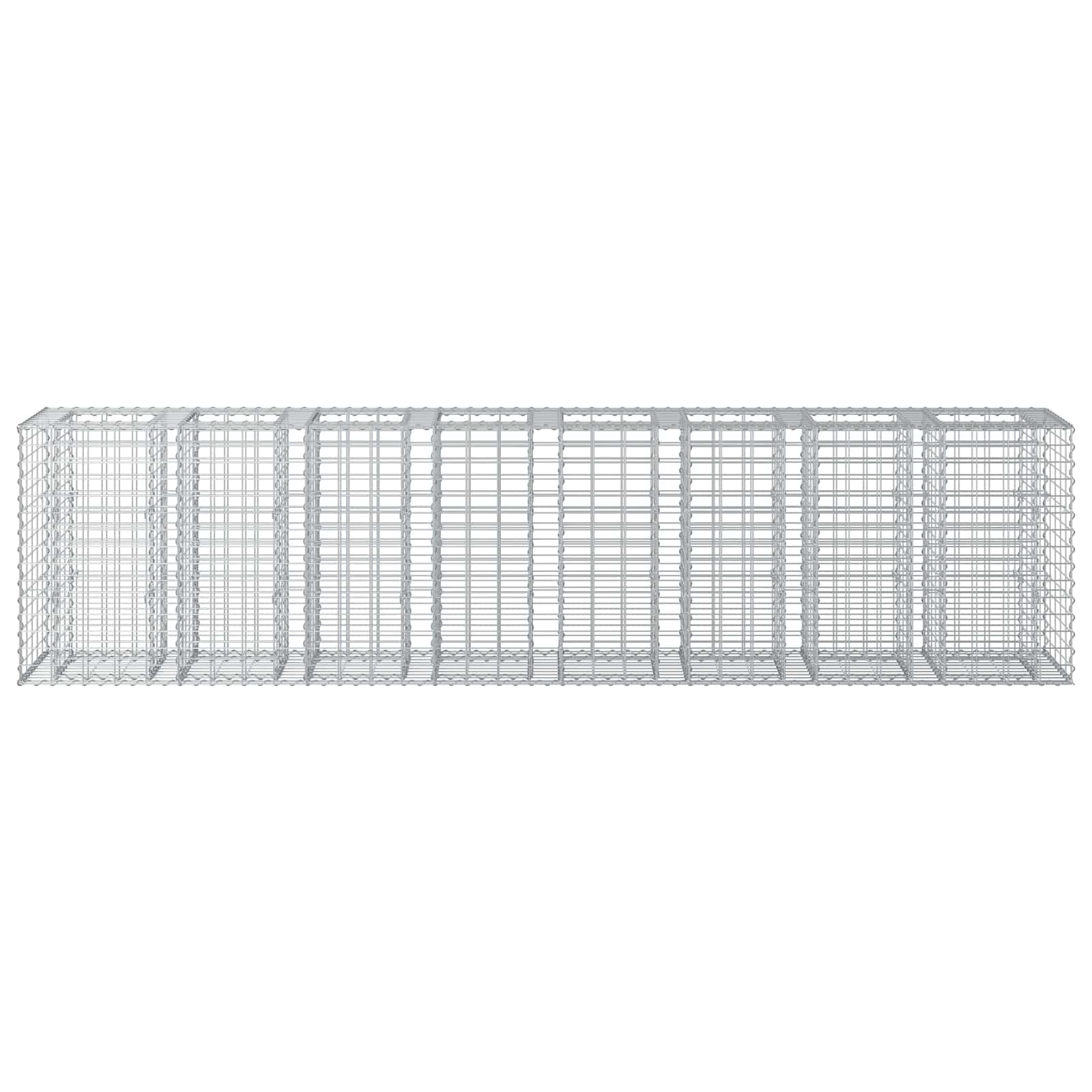 Letto rialzato in gabbione 2 pcs Argento 330 x 50 x 80 cm | homemem39