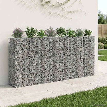 Letto rialzato in gabbione 4 pcs Argento 330 x 50 x 150 cm | homemem39