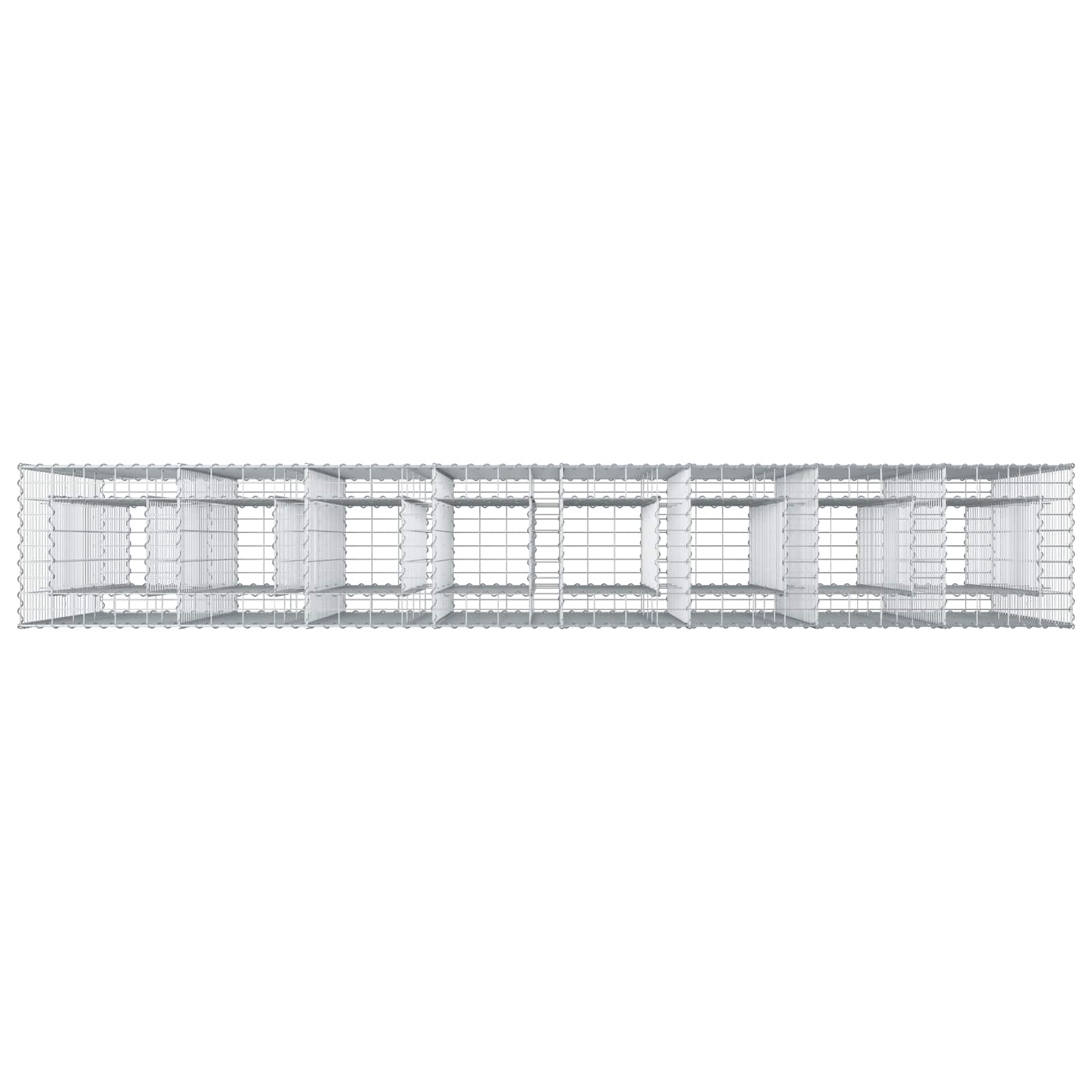 Letto rialzato in gabbione 4 pcs Argento 330 x 50 x 150 cm | homemem39