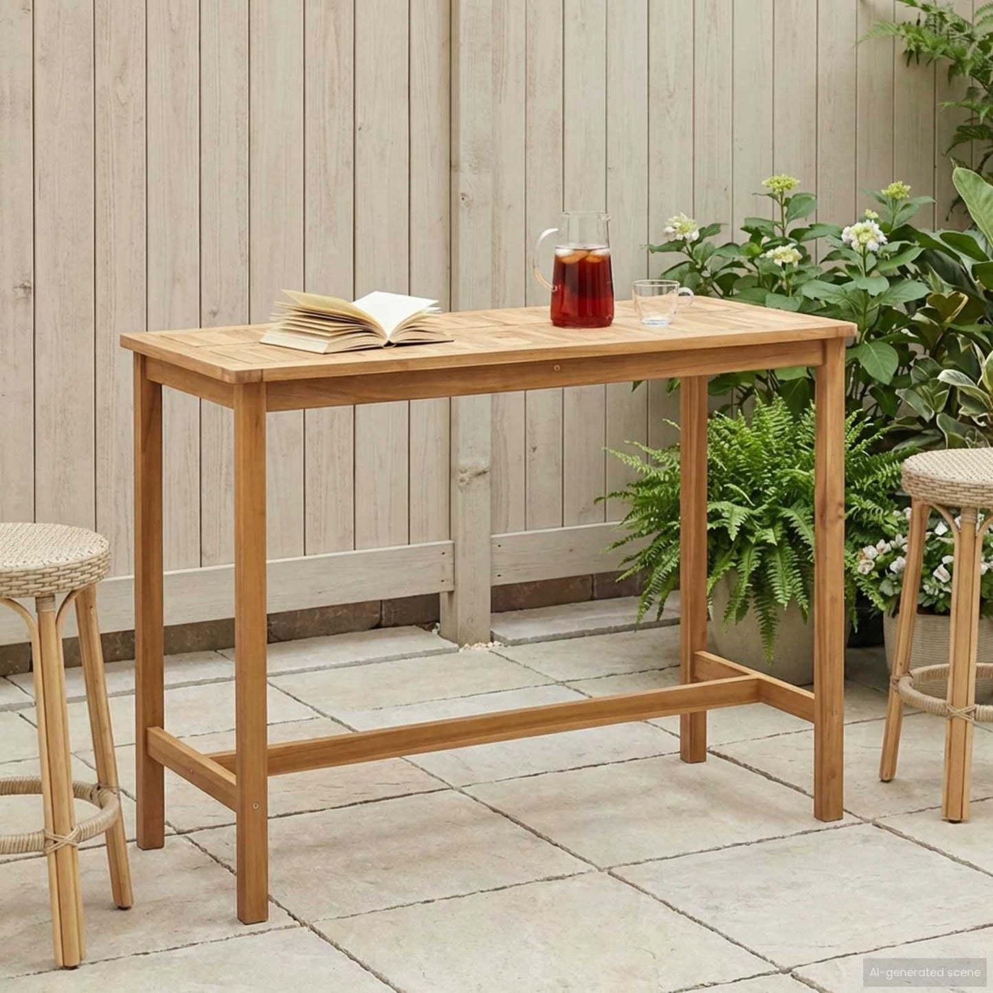 Tavolo da bar Naturale 150 x 75 x 105 cm Legno di teak solido
