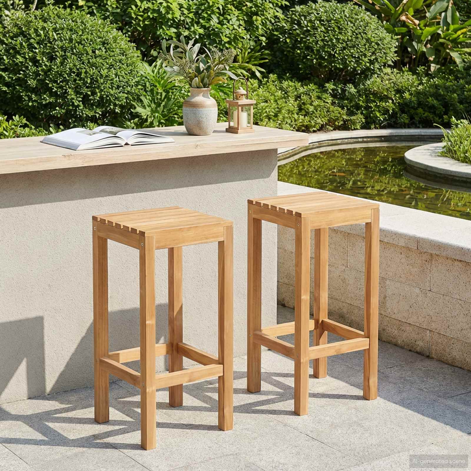 Sgabello da bar 2 pcs Marrone Legno di teak solido | homemem39
