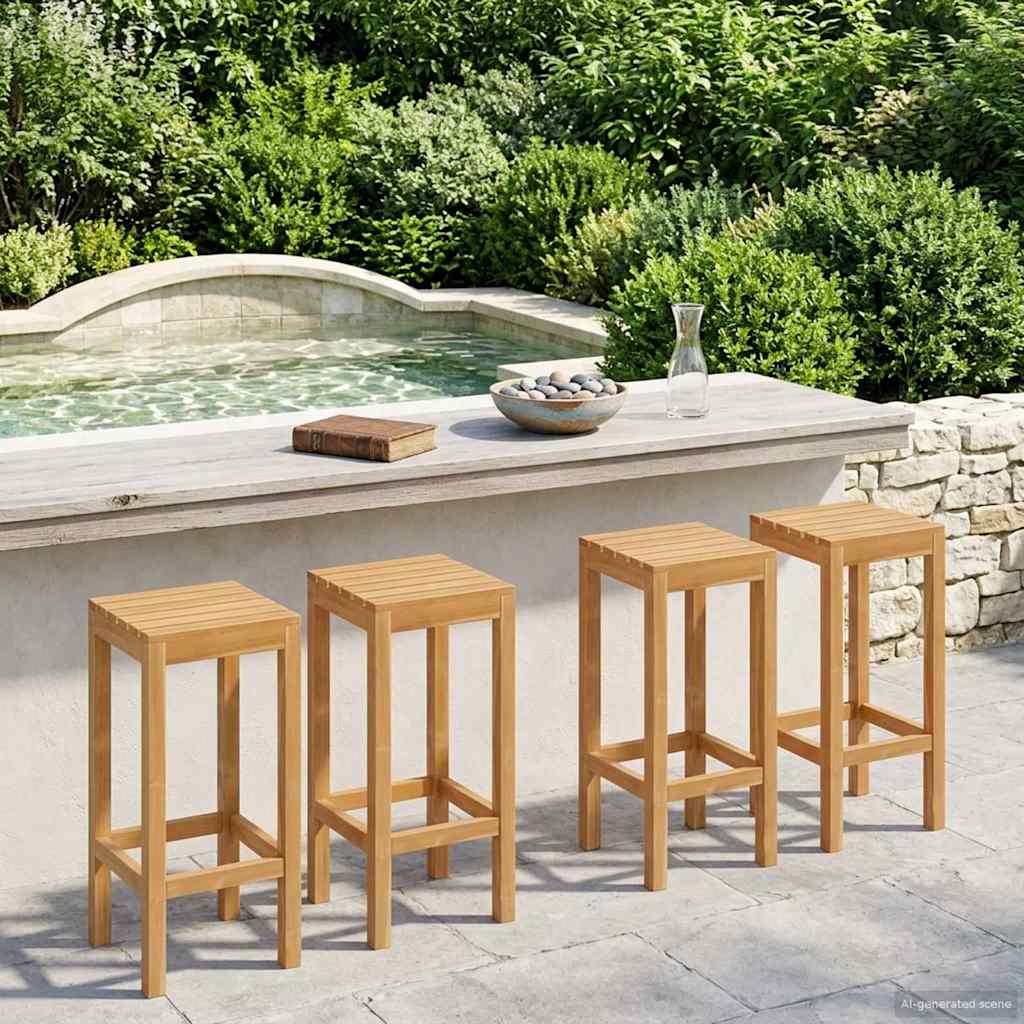 Sgabello da bar 4 pcs Naturale Legno di teak solido