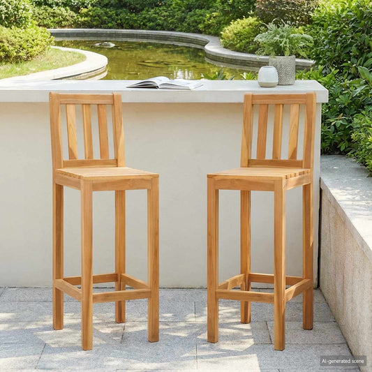 Sgabello da bar 2 pcs Naturale Legno di teak solido
