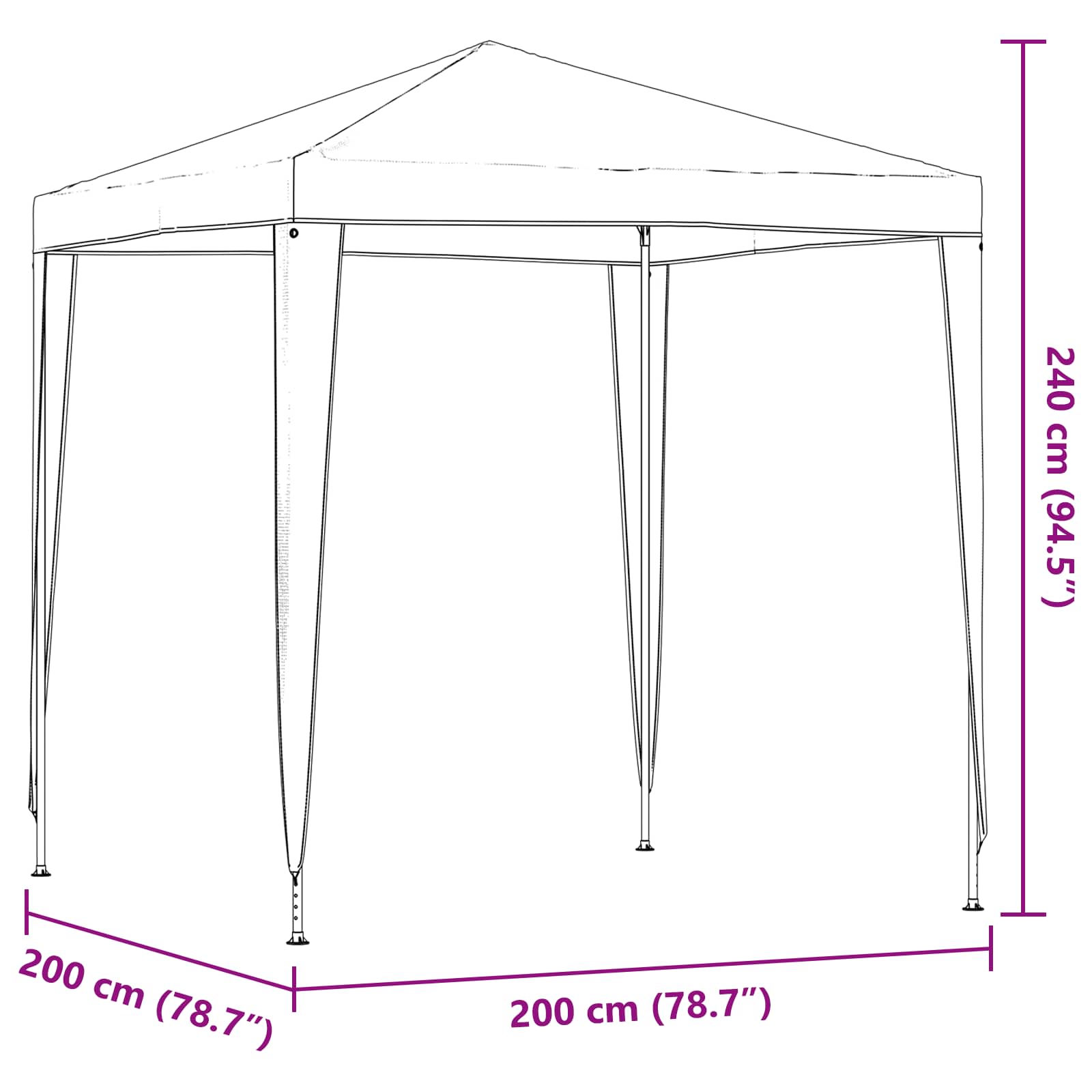 Tenda Party 200 x 200 x 240 cm Rosso PE e Acciaio | homemem39