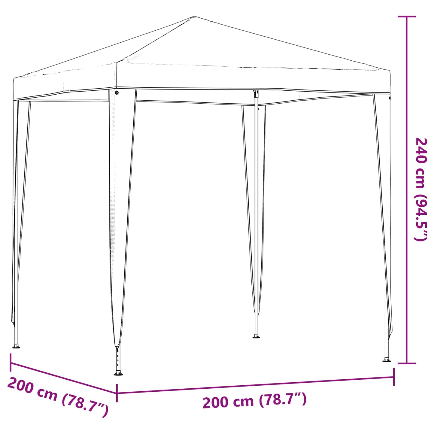 Tenda Party 200 x 200 x 240 cm Grigio Chiaro PE e Acciaio | homemem39