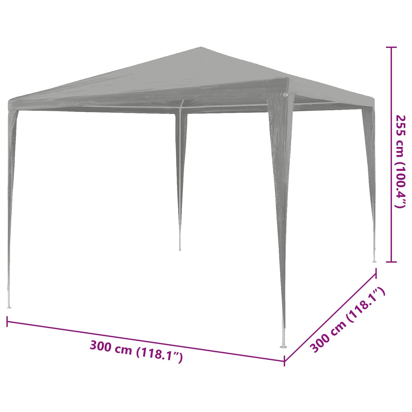 Tenda Party Grigio chiaro 300 x 300 x 255 cm PE e Acciaio | homemem39