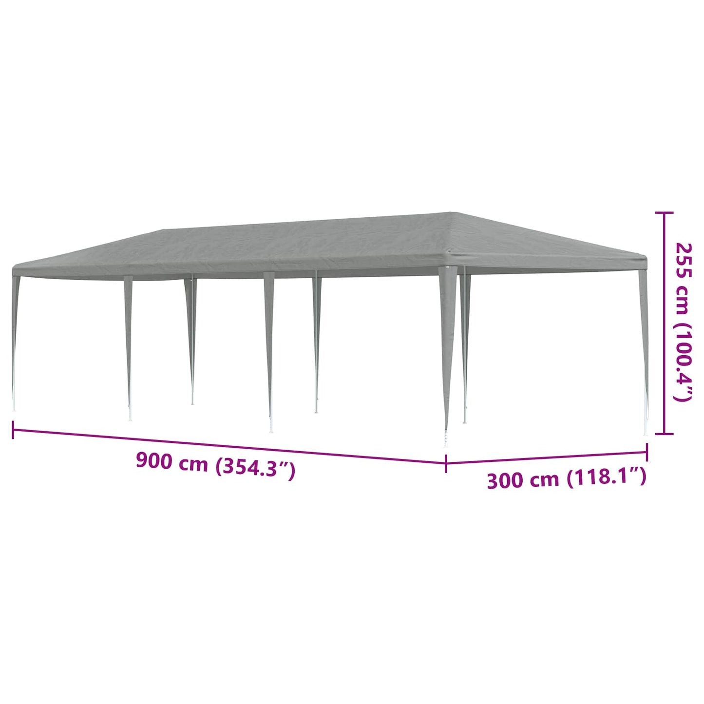 Tenda Party Grigio chiaro 900 x 300 x 255 cm PE e Acciaio | homemem39