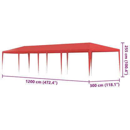 Tenda Party Rosso 1200 x 300 x 255 cm PE e Acciaio | homemem39