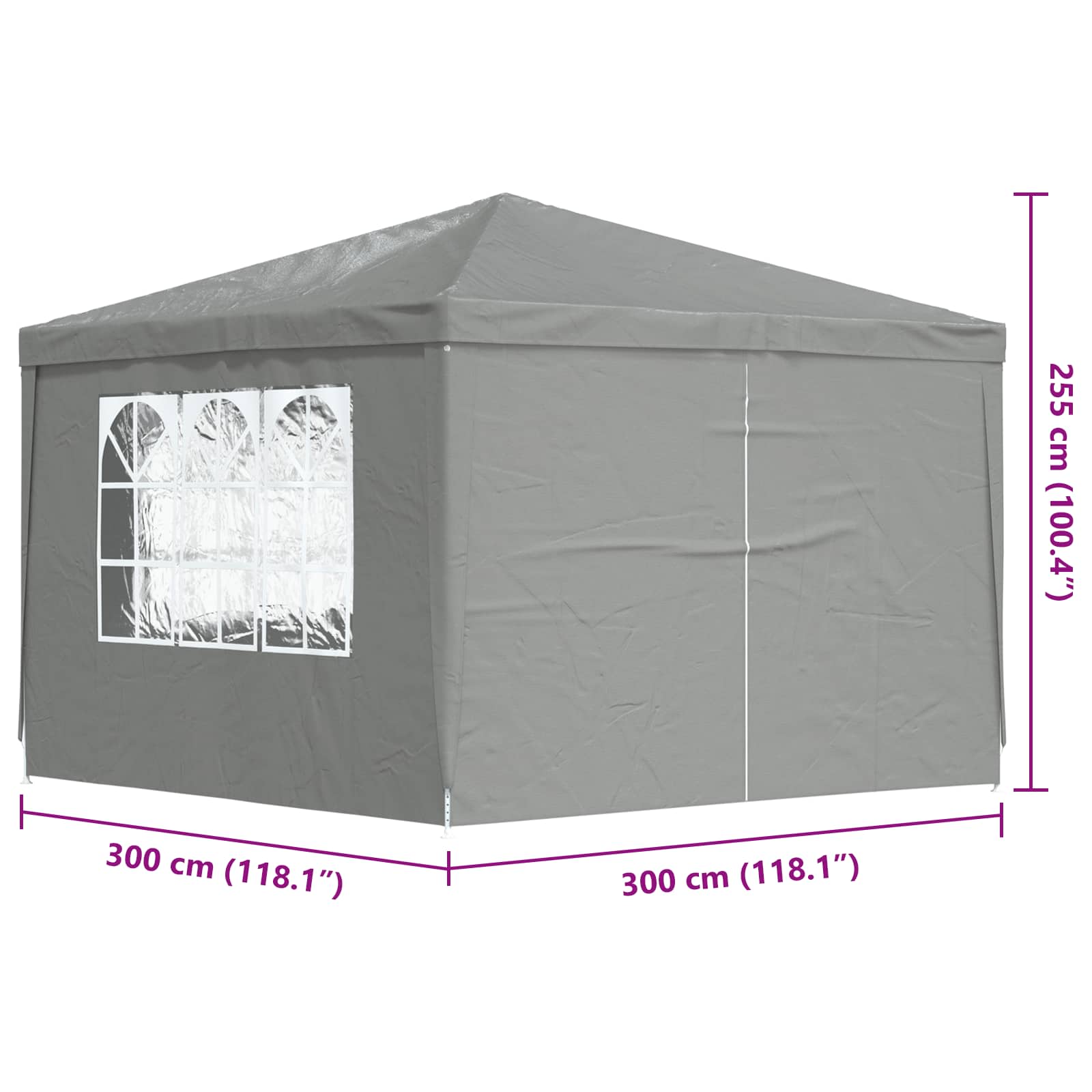 Tenda Party 300 x 300 x 255 cm Grigio Chiaro PE e Acciaio | homemem39