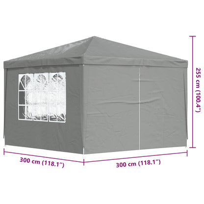 Tenda Party 300 x 300 x 255 cm Grigio Chiaro PE e Acciaio | homemem39
