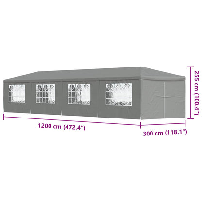 Tenda Party 1200 x 300 x 255 cm Grigio Chiaro PE e Acciaio