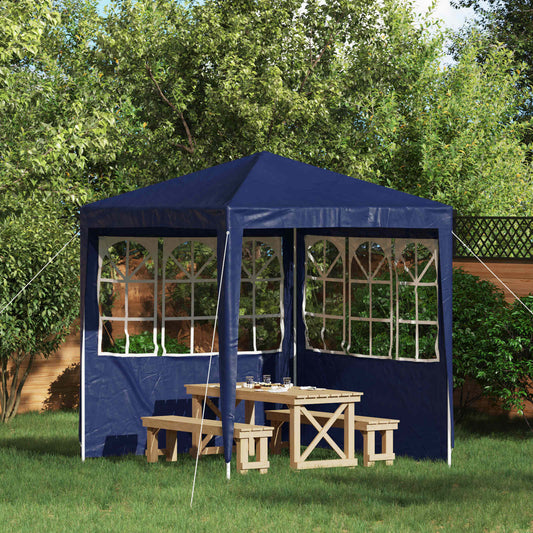 Parete per tenda da festa 2 pcs 200 x 195 cm Blu PE e Acciaio | homemem39