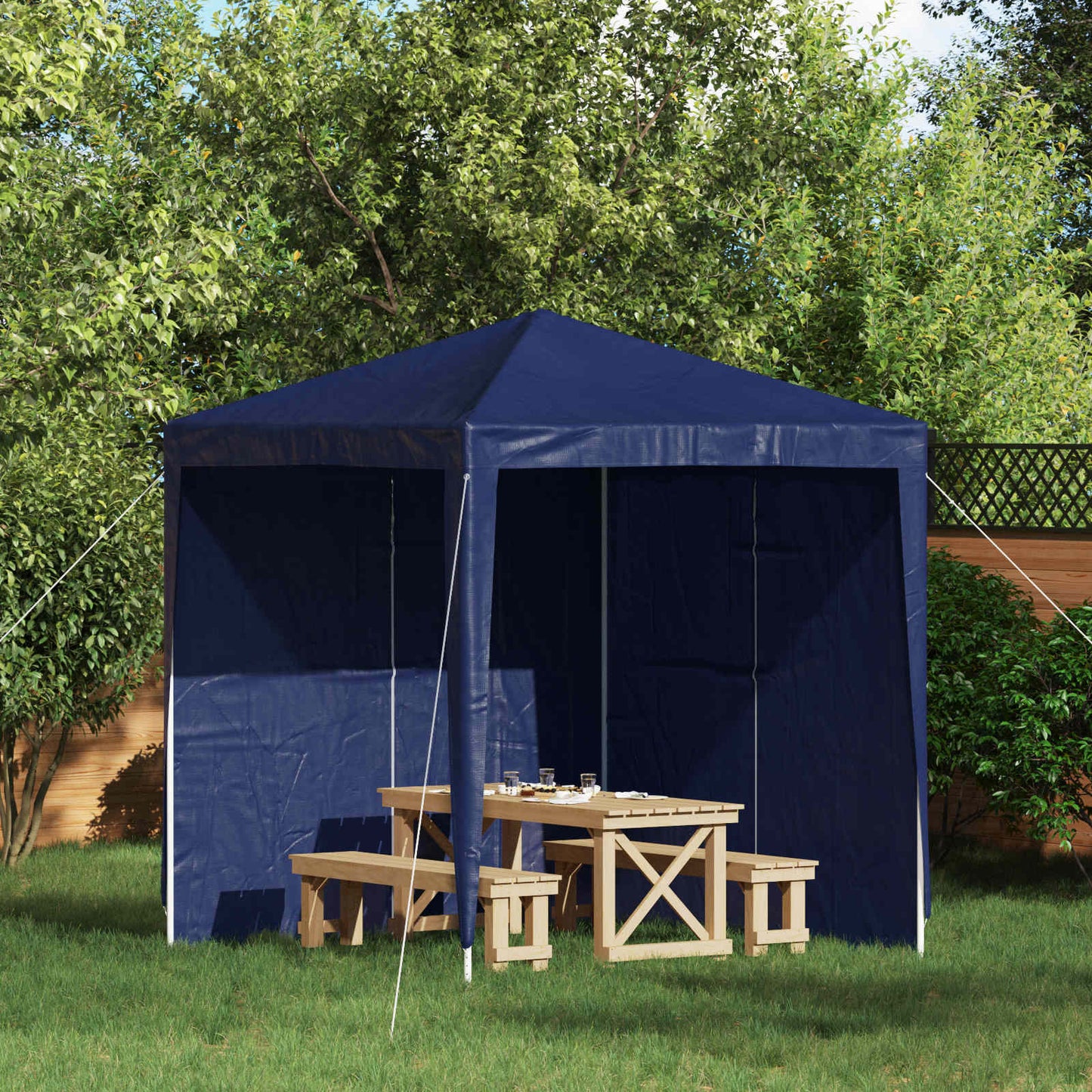 Parete per tenda da festa 2 pcs Blu 200 x 195 cm PE e Acciaio