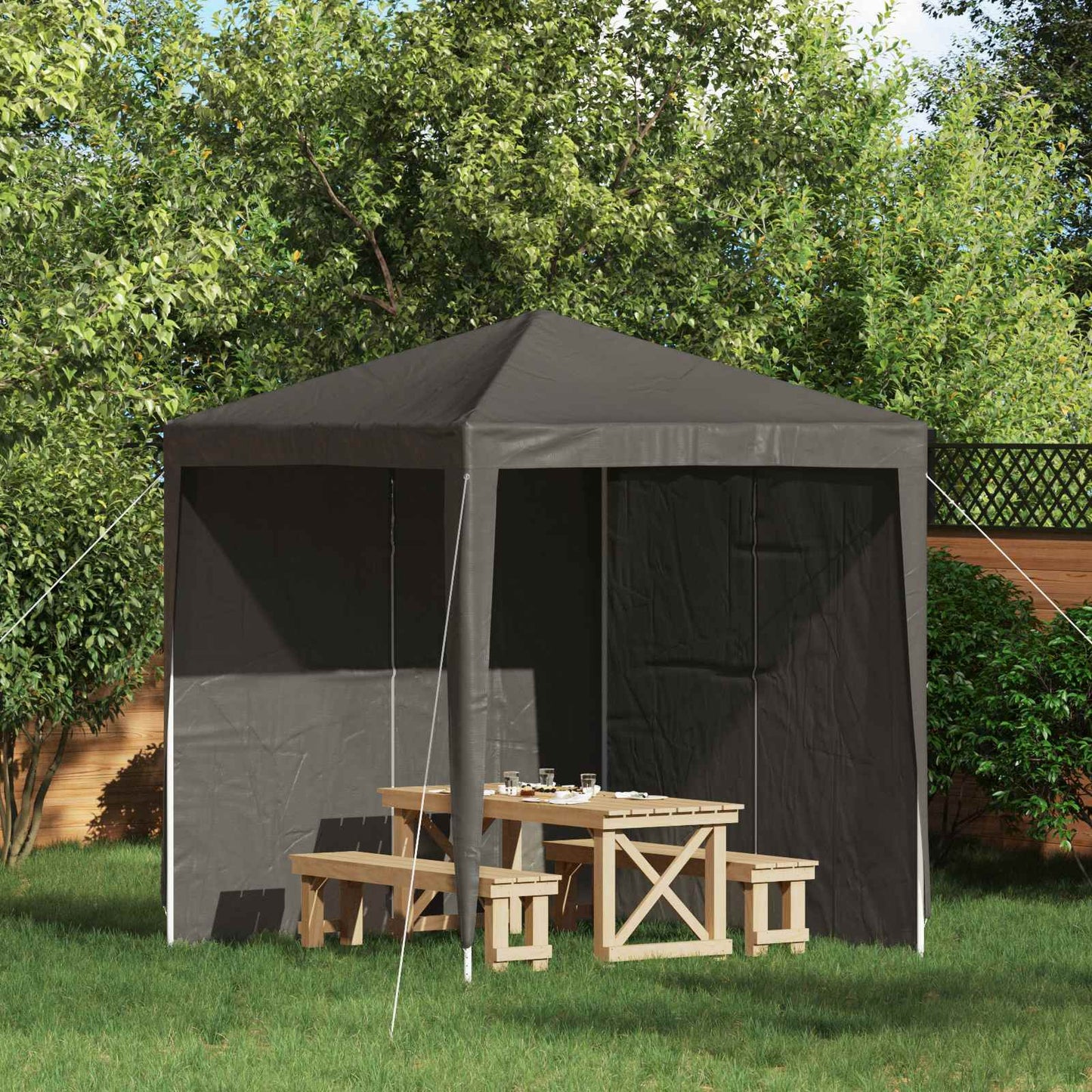 Parete per tenda da festa 2 pcs Antracite 200 x 195 cm | homemem39