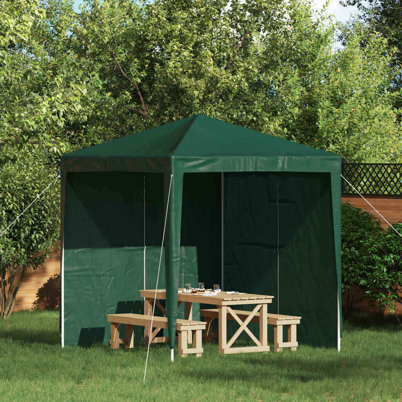 Parete per tenda da festa 2 pcs Verde 200 x 195 cm PE e Acciaio | homemem39