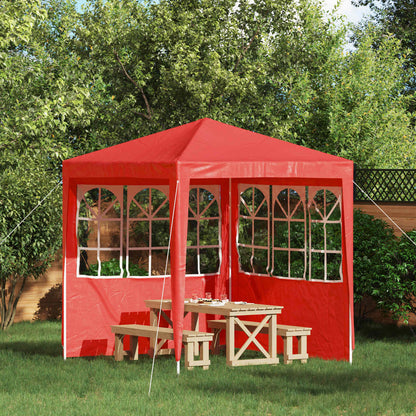 Parete per tenda da festa 2 pcs 200 x 195 cm Rosso PE e Acciaio