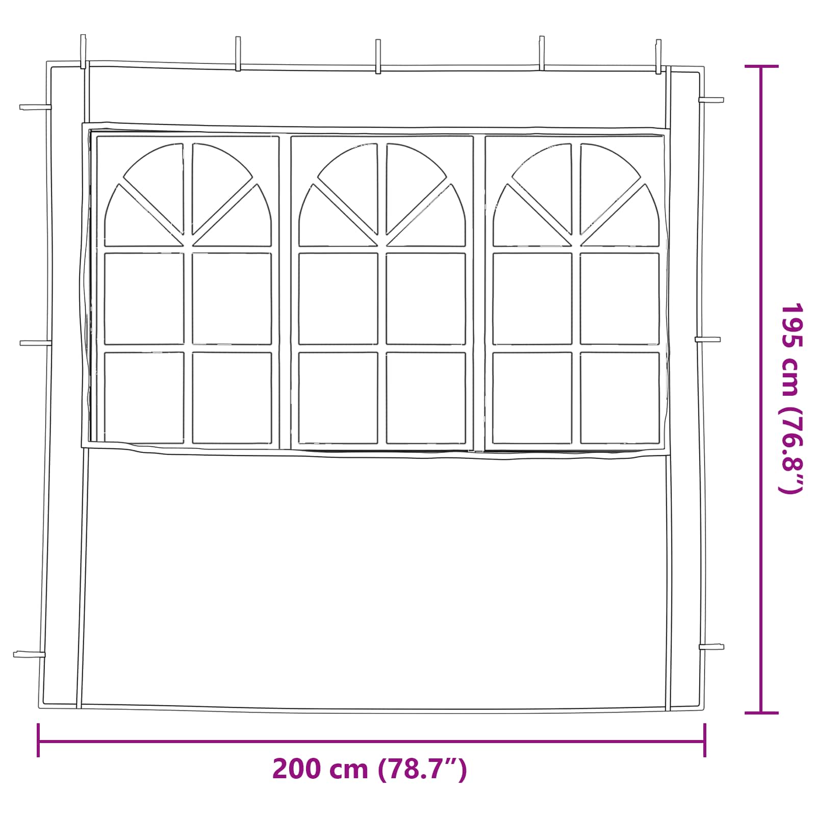 Parete per tenda da festa 2 pcs 200 x 195 cm Rosso PE e Acciaio | homemem39