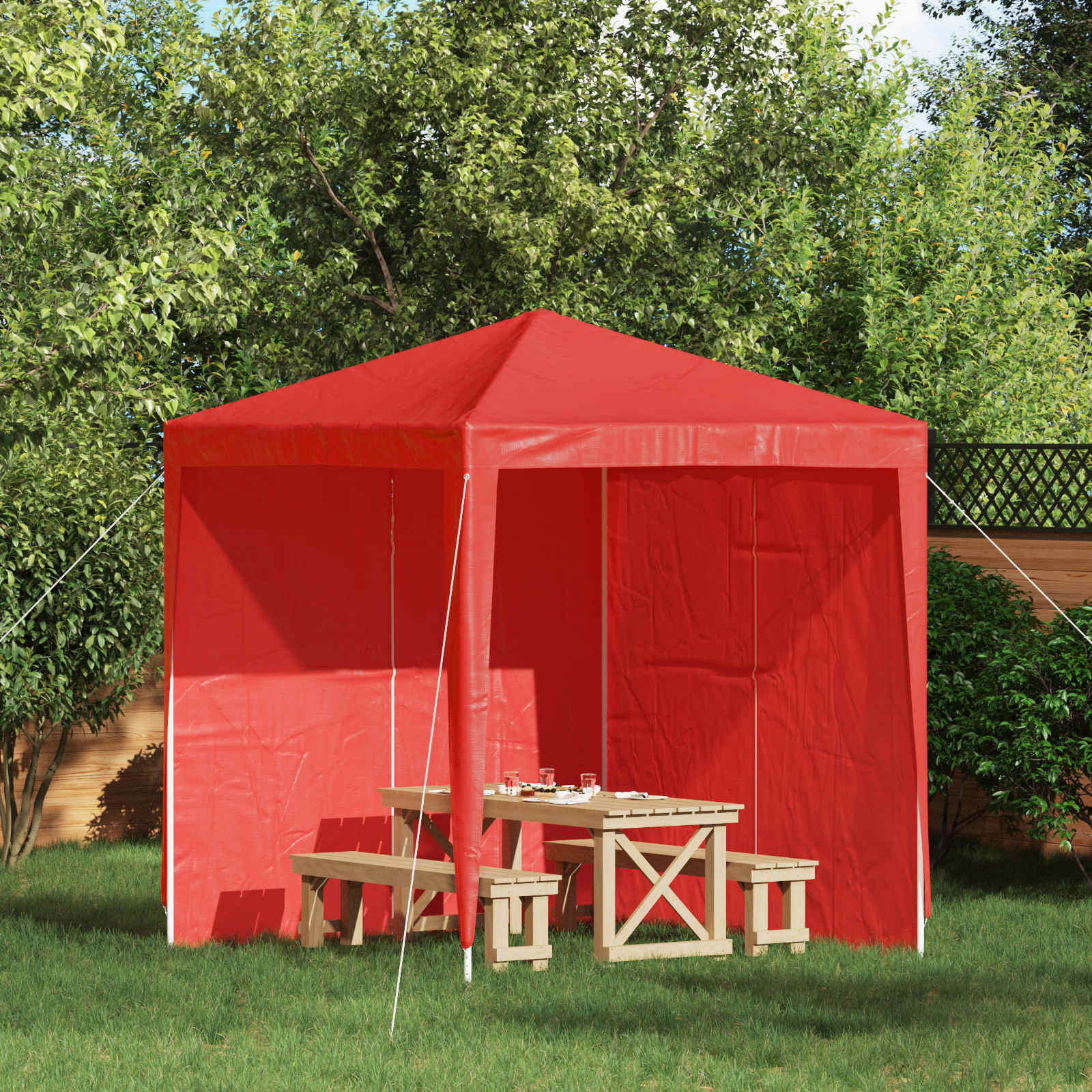 Parete per tenda da festa 2 pcs Rosso 200 x 195 cm PE e Acciaio | homemem39
