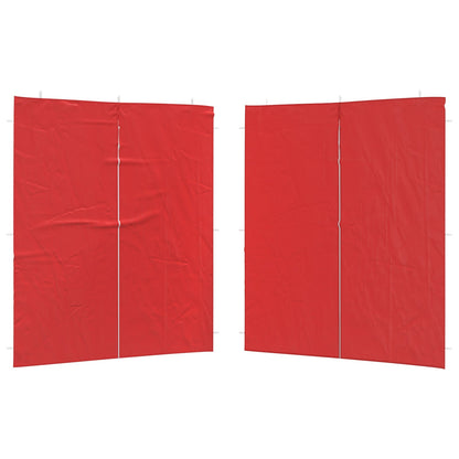 Parete per tenda da festa 2 pcs Rosso 200 x 195 cm PE e Acciaio